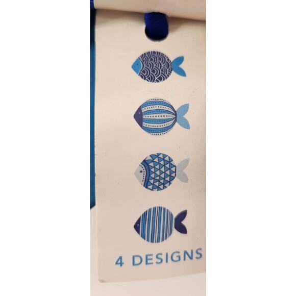 Two’s Company Pontus Hand-Painted Fish Plates Set of 4 – Coastal Blue Ceramic - Picture 2 of 6